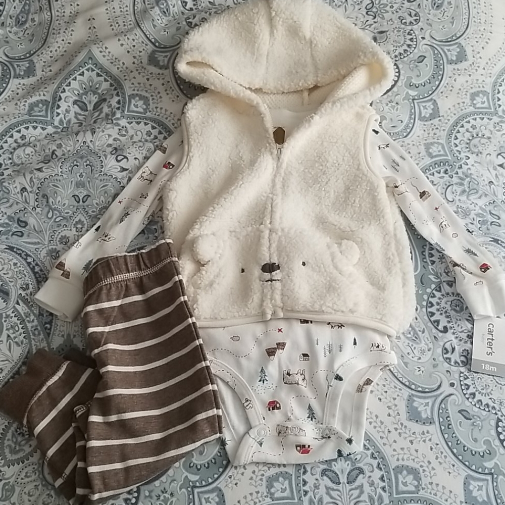 Carter's 3 piece Bear vest outfit